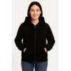 Kadın Üç İplik Kapüşonlu Tam Fermuarlı Kanguru Çepli SweatShirt Hoodie - Siyah Kadın Üç İplik Kapüşonlu Tam Fermuarlı Kanguru Çepli SweatShirt Hoodie - Siyah