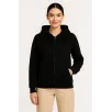 Kadın Üç İplik Kapüşonlu Tam Fermuarlı Kanguru Çepli SweatShirt Hoodie - Siyah Kadın Üç İplik Kapüşonlu Tam Fermuarlı Kanguru Çepli SweatShirt Hoodie - Siyah