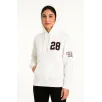 Kadın Üç İplik Kapüşonlu Ön ve Arka Baskılı SweatShirt hoodie - Beyaz