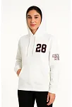 Kadın Üç İplik Kapüşonlu Ön Ve Arka Baskılı Sweatshirt Hoodie - Beyaz