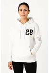 Kadın Üç İplik Kapüşonlu Ön Ve Arka Baskılı Sweatshirt Hoodie - Beyaz