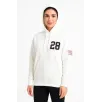 Kadın Üç İplik Kapüşonlu Ön ve Arka Baskılı SweatShirt hoodie - Beyaz