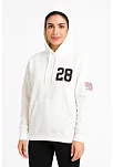 Kadın Üç İplik Kapüşonlu Ön Ve Arka Baskılı Sweatshirt Hoodie - Beyaz