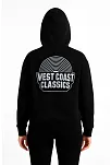 Kadın Kapşonlu Sweatshirt – Oversize Üç İplik Şardonlu Hoodie, “west Coast Classics” Ön & Arka Baskılı, Kanguru Cepli Kışlık Günlük Stil - Siyah