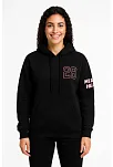 Kadın Üç İplik Kapüşonlu Ön Ve Arka Baskılı Sweatshirt Hoodie - Siyah