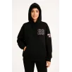 Kadın Üç İplik Kapüşonlu Ön ve Arka Baskılı SweatShirt hoodie - Siyah