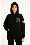 Kadın Üç İplik Kapüşonlu Ön Ve Arka Baskılı Sweatshirt Hoodie - Siyah