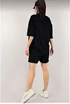 Kadın Unisex Nakış İşlemeli Şort Takım - Siyah