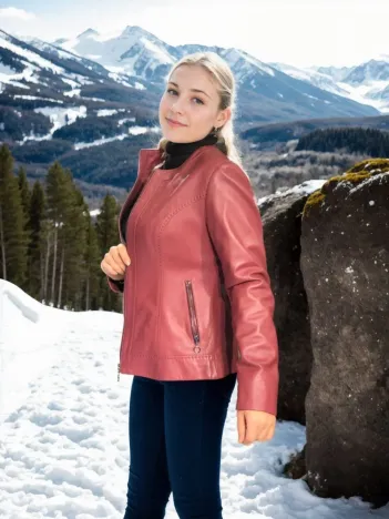 Kadın Uzun Kollu Deri Ceket - Bordo Kadın Uzun Kollu Deri Ceket - Bordo