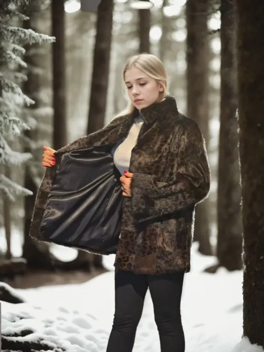 Kadın Uzun Kollu Deri Ceket - Leopar Kadın Uzun Kollu Deri Ceket - Leopar