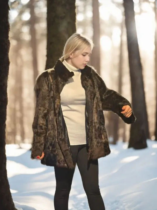 Kadın Uzun Kollu Deri Ceket - Leopar Kadın Uzun Kollu Deri Ceket - Leopar