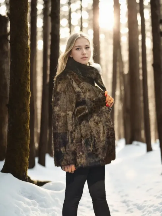 Kadın Uzun Kollu Deri Ceket - Leopar Kadın Uzun Kollu Deri Ceket - Leopar