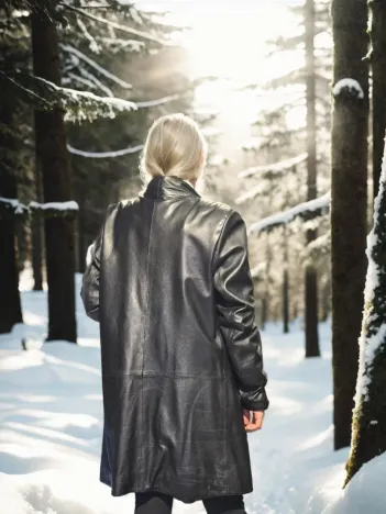 Kadın Uzun Kollu Hakiki Deri Ceket - Siyah Kadın Uzun Kollu Hakiki Deri Ceket - Siyah