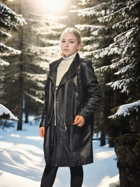 Kadın Uzun Kollu Hakiki Deri Ceket - Siyah