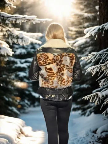 Kadın Uzun Kollu Hakiki Deri Kürk - Siyah Kadın Uzun Kollu Hakiki Deri Kürk - Siyah