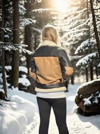 Kadın Uzun Kollu Yakalı Hakiki Kürk - Kahve Kadın Uzun Kollu Yakalı Hakiki Kürk - Kahve