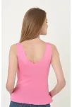 Kadın V Yaka Fırfır Detay Crop - Pembe