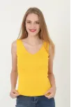 Kadın V Yaka Fırfır Detay Crop - Sarı Kadın V Yaka Fırfır Detay Crop - Sarı