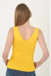 Kadın V Yaka Fırfır Detay Crop - Sarı Kadın V Yaka Fırfır Detay Crop - Sarı