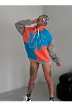 Kadın W Nakış İşlemeli Kapüşonlu Sweatshirt - Mavi