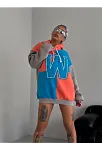 Kadın W Nakış İşlemeli Kapüşonlu Sweatshirt - Mavi
