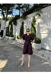 Kadın Yakalı Gömlek Kemerli Şortlu Takım - Bordo