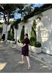 Kadın Yakalı Gömlek Kemerli Şortlu Takım - Bordo