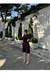 Kadın Yakalı Gömlek Kemerli Şortlu Takım - Bordo