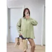 Poplin Kadın Yakalı Yandan Yırtmaçlı Arka Pens Detaylı Gömlek - Yeşil