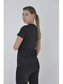 Kadın Yandan Fermuarli Slim Fit T-shirt - Siyah
