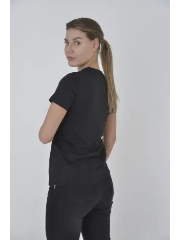 Kadın Yandan Fermuarli Slim fit T-shirt - Siyah