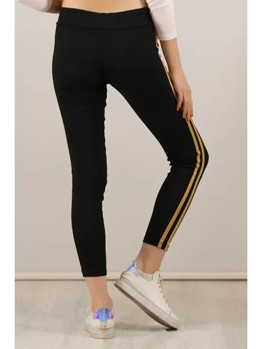 Kadın Yanı Sarı Şeritli Tayt - Siyah Kadın Yanı Sarı Şeritli Tayt - Siyah