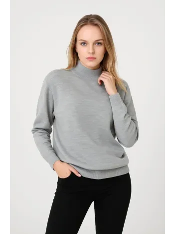 Kadın Yarım Boğaz Triko Kazak yumuşak dokulu Pamuklu ince Dokuma, uzun kollu Rahat Regular kalıp - Gri Kadın Yarım Boğaz Triko Kazak yumuşak dokulu Pamuklu ince Dokuma, uzun kollu Rahat Regular kalıp - Gri