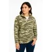 Kadın Yarım Fermuarlı Desenli Polar Sweat – Haki Kamuflaj Yakalı, Uzun Kollu, Oversize Rahat Kalıp - Haki Kadın Yarım Fermuarlı Desenli Polar Sweat – Haki Kamuflaj Yakalı, Uzun Kollu, Oversize Rahat Kalıp - Haki