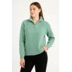 Kadın Yarım Fermuarlı Triko Kazak – Selanik Örgü, Dik Yaka, Pamuklu Dokuma, Oversize Uzun Kollu Kışlık Model - Mint Yeşili Kadın Yarım Fermuarlı Triko Kazak – Selanik Örgü, Dik Yaka, Pamuklu Dokuma, Oversize Uzun Kollu Kışlık Model - Mint Yeşili