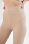 Kadın Fitilli Full Likralı Yüksek Bel Toparlayıcı Tayt Günlük Ve Spor Kullanım - Bej