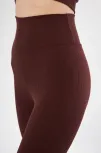 Kadın Fitilli Full Likralı Yüksek Bel Toparlayıcı Tayt Günlük Ve Spor Kullanım - Bordo