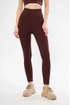 Kadın Fitilli Full Likralı Yüksek Bel Toparlayıcı Tayt Günlük Ve Spor Kullanım - Bordo
