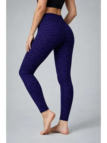 Kadın Yüksek Bel Toparlayıcı Likralı Büzgülü Tayt - Mavi