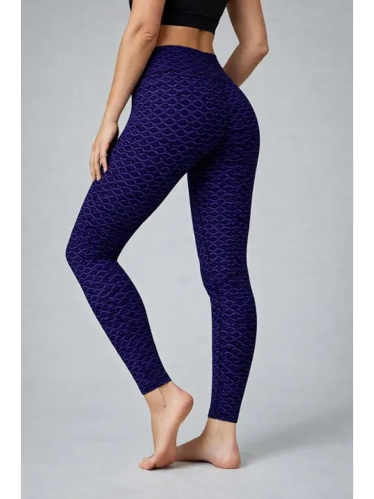 Kadın Yüksek Bel Toparlayıcı Likralı Büzgülü Tayt - Mavi