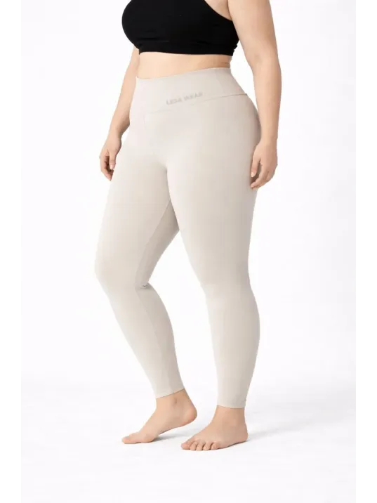 Kadın Yüksek Bel Toparlayıcı Likralı Dalgıç Spor Tayt Esnek Battal Büyük Beden - Taş