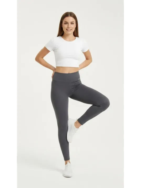 Kadın Yüksek Bel Toparlayıcı Likralı Dalgıç Spor Tayt Esnek Rahat Kalıp - Füme