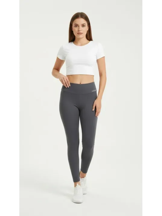 Kadın Yüksek Bel Toparlayıcı Likralı Dalgıç Spor Tayt Esnek Rahat Kalıp - Füme