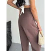 Kadın Yüksel Bel Rahat Boru Paça Pantalon - Kahverengi