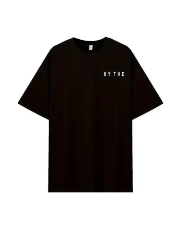 Kadınlar İçin Geniş Kesim Tişört - Kısa Kollu, Bol Kesim, Manzaralı Okyanus Baskı, Günlük Yazlık Üst, Siyah- Siyah