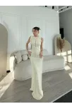 Kalın Fitilli Uzun Triko Elbise - Kırık Beyaz