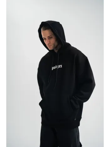 Kapşonlu Double Oversize Dijital Patchli SweatShirt - Siyah Kapşonlu Double Oversize Dijital Patchli SweatShirt - Siyah