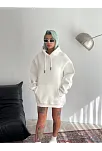 Kapüşonlu Üç İplik Penye Basic Sweatshirt - Beyaz