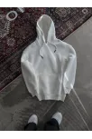Kapüşonlu Üç İplik Penye Basic Sweatshirt - Beyaz Kapüşonlu Üç İplik Penye Basic Sweatshirt - Beyaz