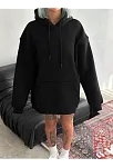 Kapüşonlu Üç İplik Penye Basic Sweatshirt - Siyah